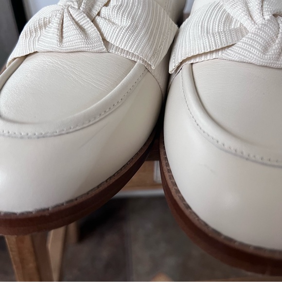 Quince Italian Leather Bow Penny Loafer Women’s Size 10 White Cream Bone Preppy - Picture 3 of 7